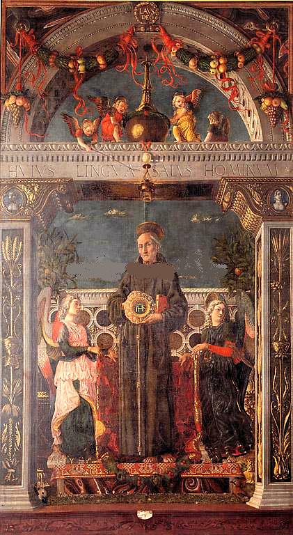 Sankt Bernardin von Siena und zwei Engel (Mantegna) - Andrea Mantegna