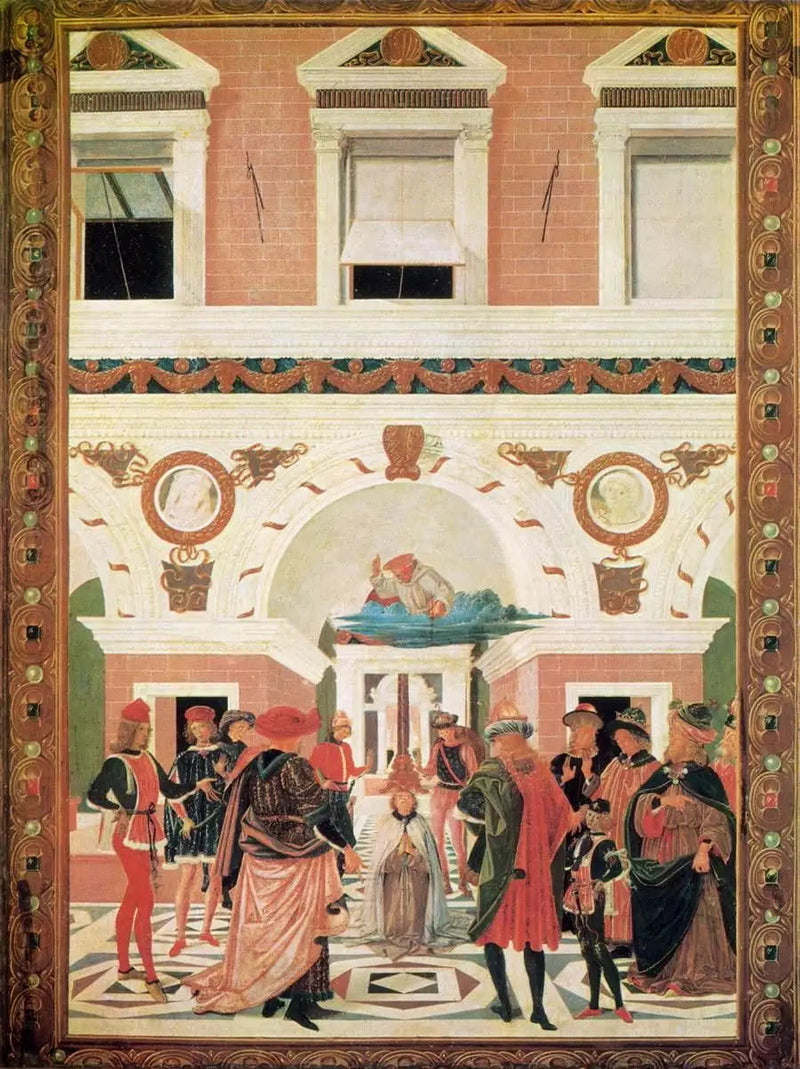 Der heilige Bernardinus wiederherstellt einem Blinden das Sehvermögen nach dem Tod - Pietro Perugino