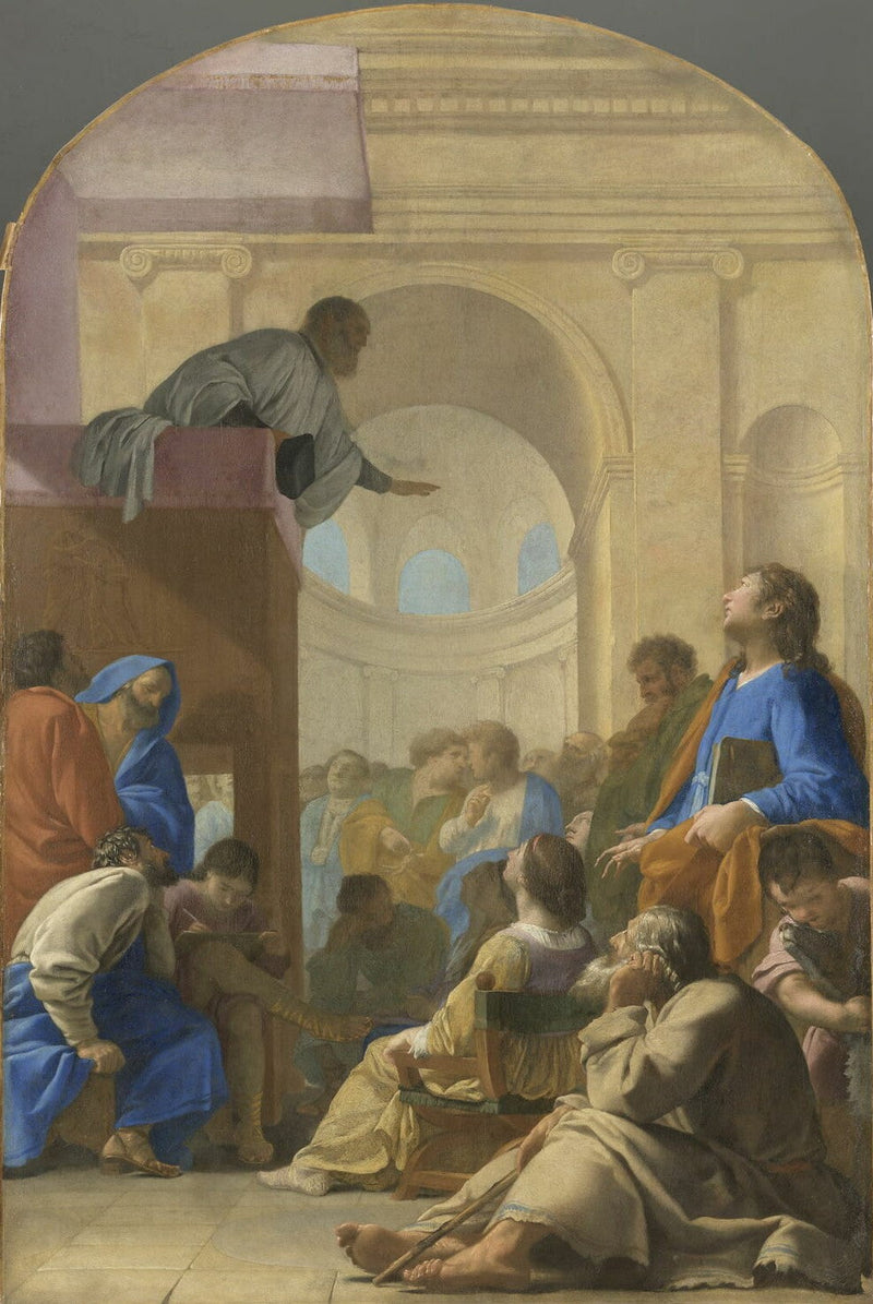 Saint Bruno nimmt an der Predigt von Raymond Diocres teil - Eustache Le Sueur