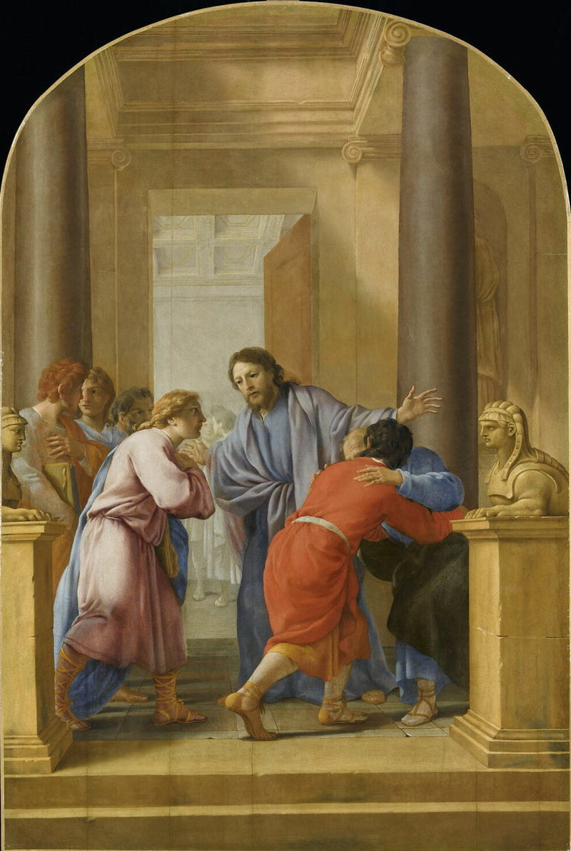 Der heilige Bruno fordert seine Jünger und Freunde auf, die Welt zu verlassen - Eustache Le Sueur