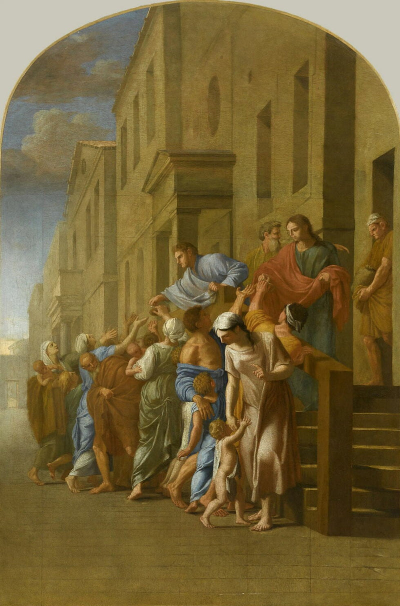 Saint Bruno und seine Gefährten, bevor sie nach Grenoble aufbrechen, verteilen all ihren Besitz an die Armen - Eustache Le Sueur