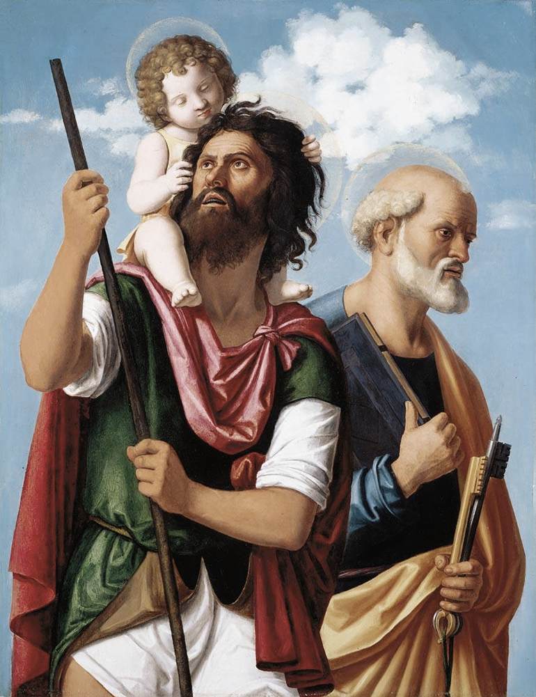 Sankt Christophorus mit dem Jesuskind und Sankt Peter - Cima da Conegliano