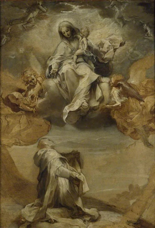 Sankt Dominikus von Guzmán, der den Rosenkranz empfängt - Federico Barroci
