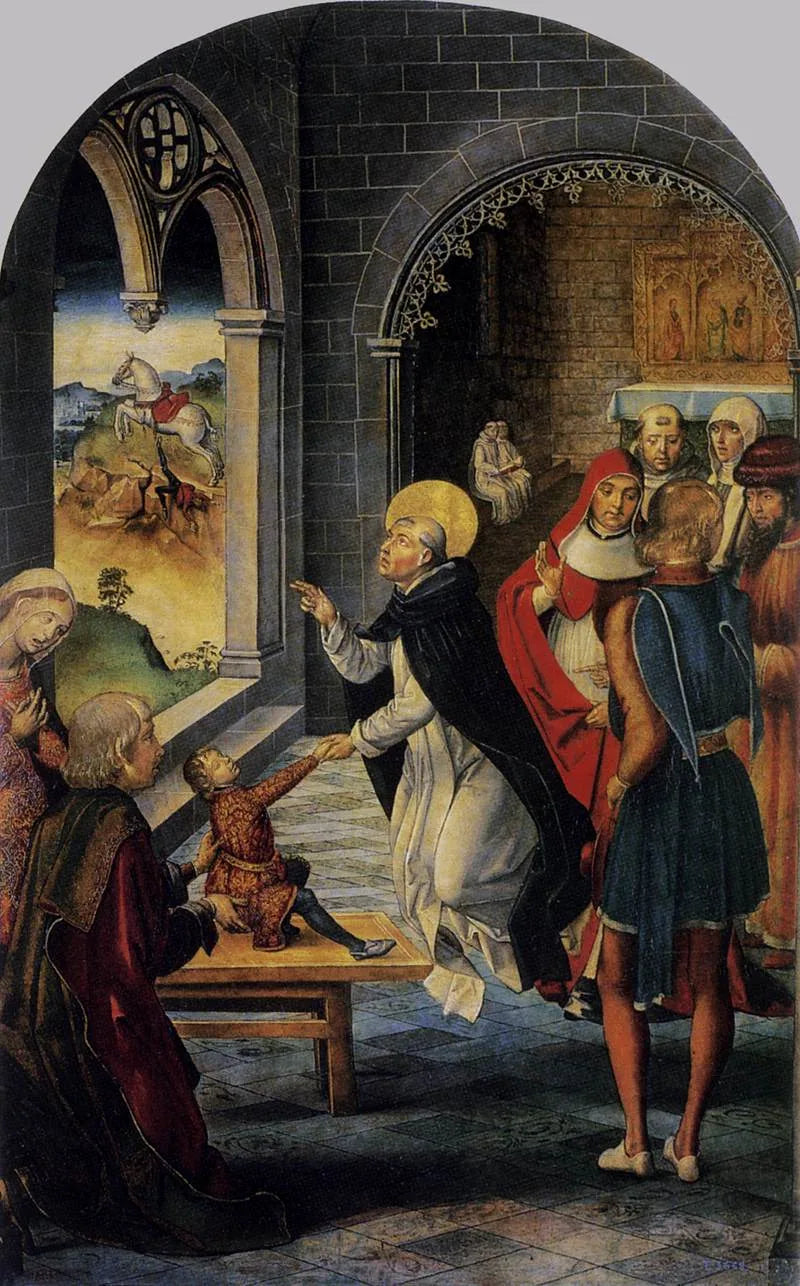Saint Dominique erweckt einen Jungen wieder zum Leben - Pedro Berruguete