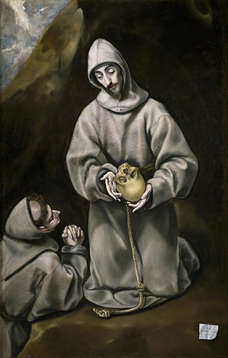 Franziskus von Assisi und Bruder Leon beim Nachdenken über den Tod - El Greco