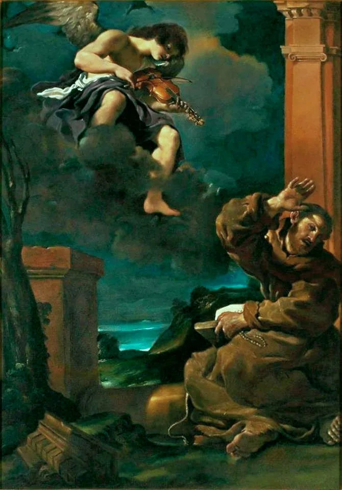 Heiliger Franziskus im Ekstase mit einem Musikerengel - Guercino