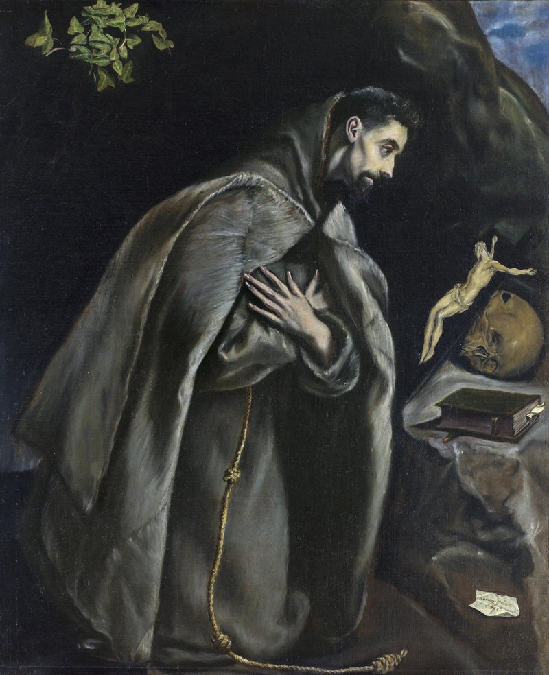 Saint François im Gebet vor dem Kreuz - El Greco
