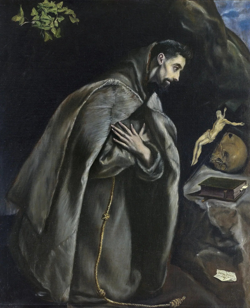 Saint François im Gebet vor dem Kreuz - El Greco