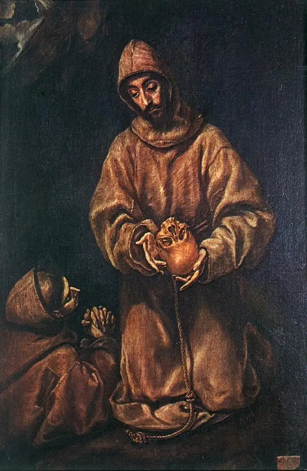 Saint François und Bruder Léon meditieren über den Tod - El Greco