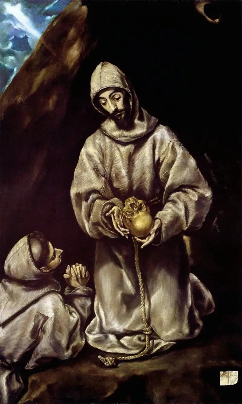 Saint François und Bruder Léon meditieren über den Tod - El Greco