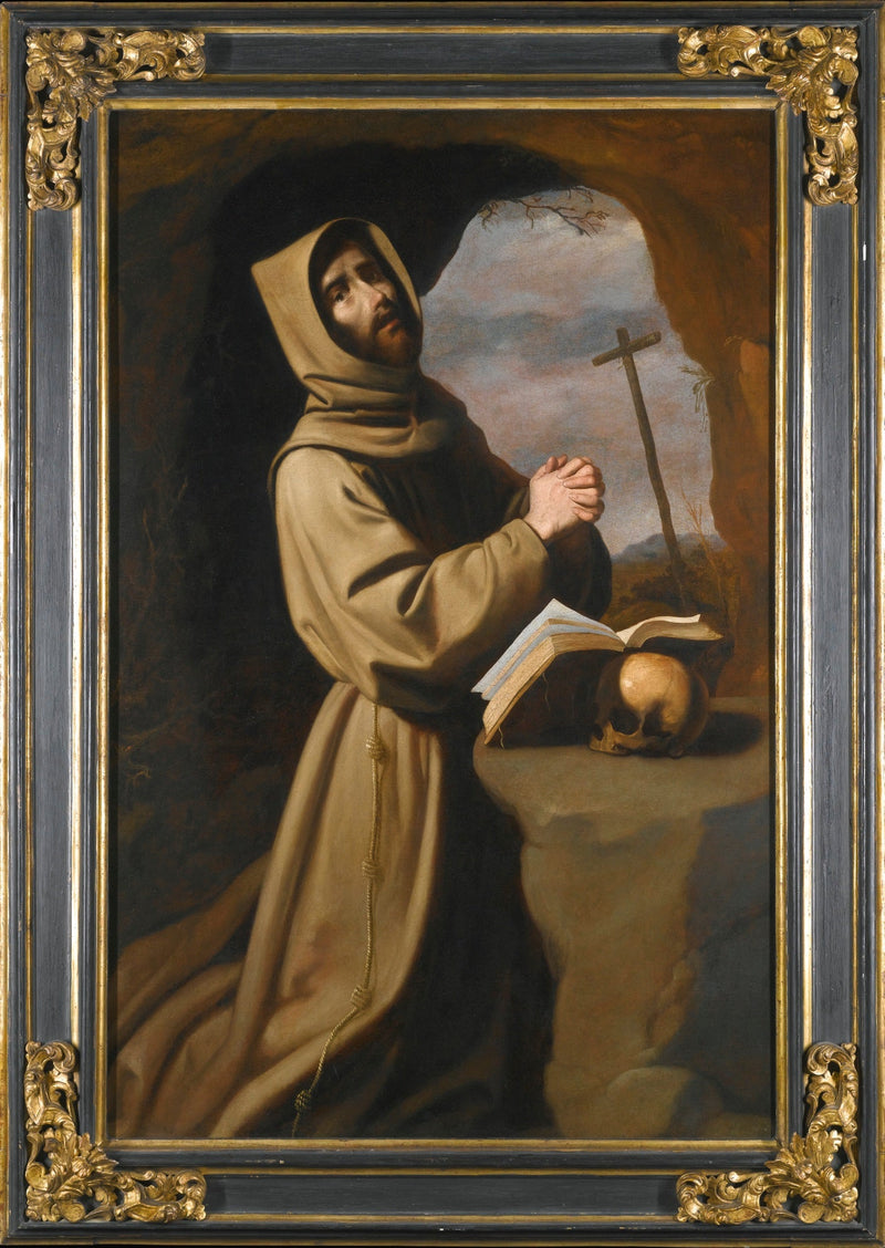 Sankt Franziskus betet in einer Höhle - Francisco de Zurbarán