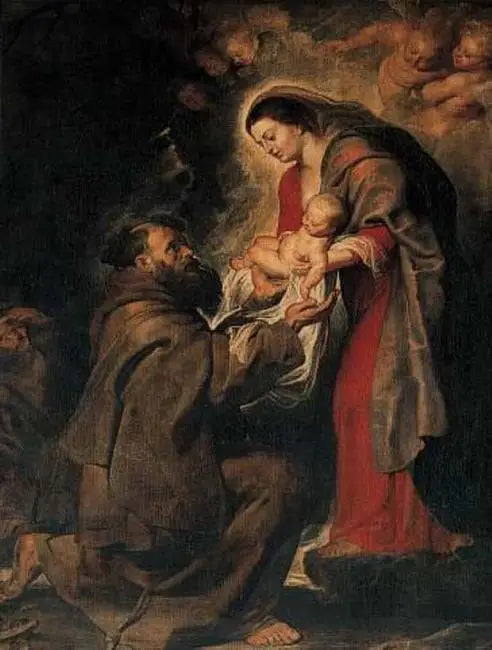 Heiliger Franziskus empfängt das Christkind - Peter Paul Rubens