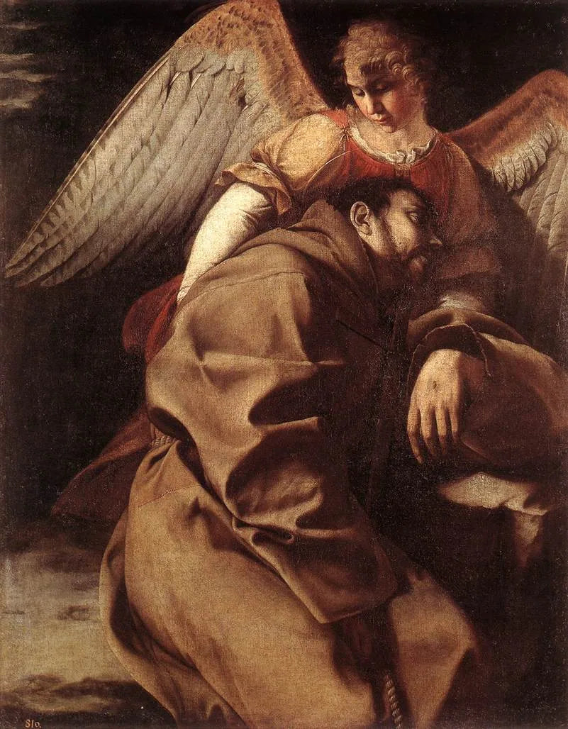 Sankt Franziskus gestützt von einem Engel - Orazio Gentileschi
