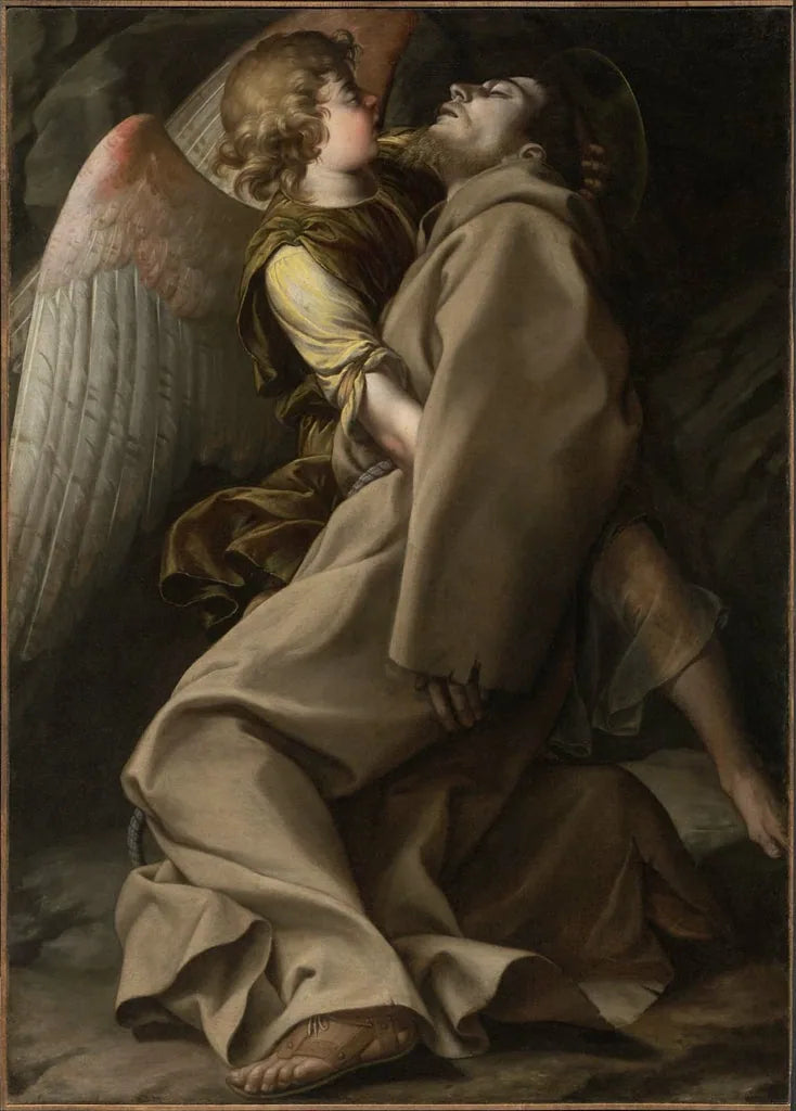 Sankt Franziskus unterstützt von einem Engel - Orazio Gentileschi