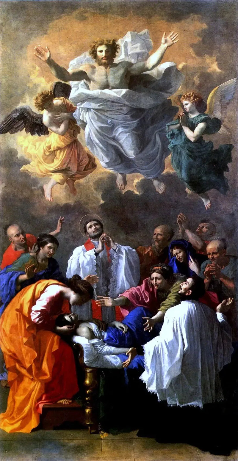 Saint François-Xavier, der das Leben der Tochter eines Bewohners von Cangoxima in Japan wiederherstellt - Nicolas Poussin