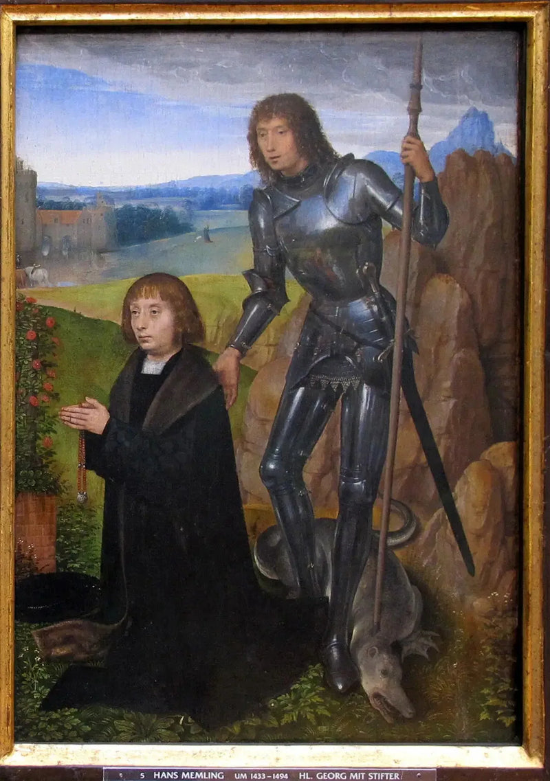 Sankt Georg mit Spender. - Hans Memling
