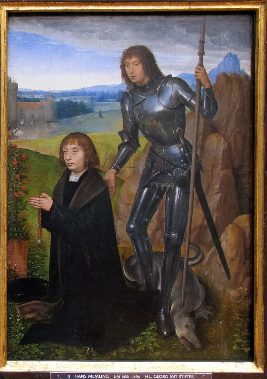 Sankt Georg mit Spender. - Hans Memling