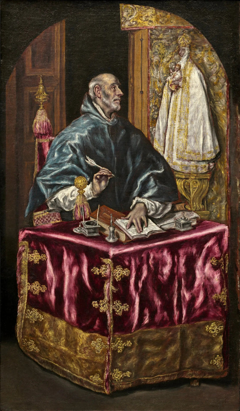 Saint Ildefonse schreibend unter der Diktat der Jungfrau - El Greco