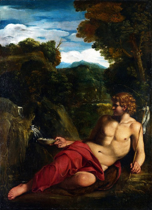 Saint Jean-Baptiste assis dans le désert - Annibale Carracci image 1 copie de tableau peinte à la main