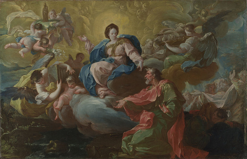 Besuch des Heiligen Johannes durch die Jungfrau - Francisco Bayeu
