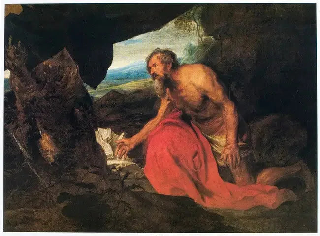 Heiliger Hieronymus als Einsiedler in einer Landschaft, lesend - Antoine van Dyck