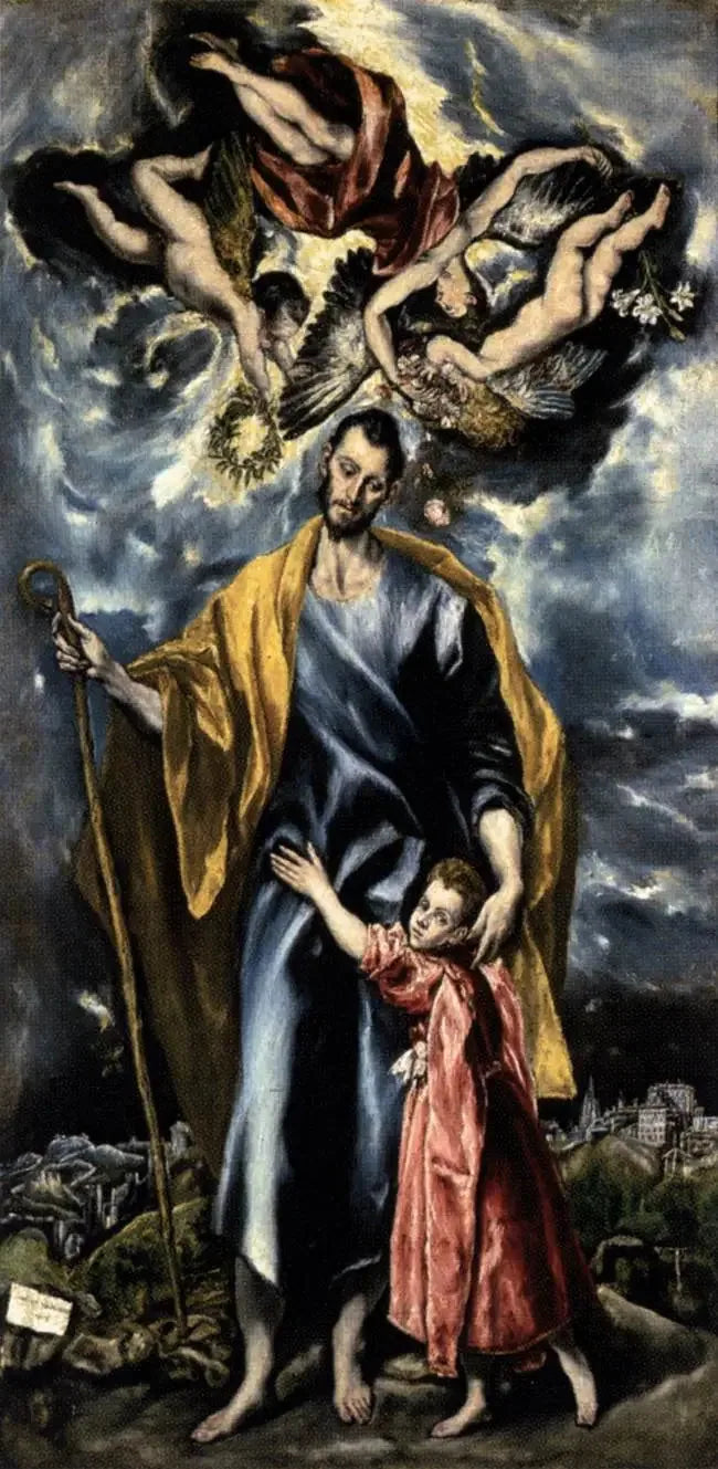 Saint Joseph et l'Enfant Jésus (Chapelle Saint-Joseph) - El Greco image 1 reproduction artisanale de tableau