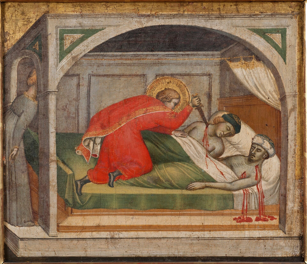 Saint Julien assassine ses parents - Spinello Aretino image 1 copie peinte à la main à l’huile