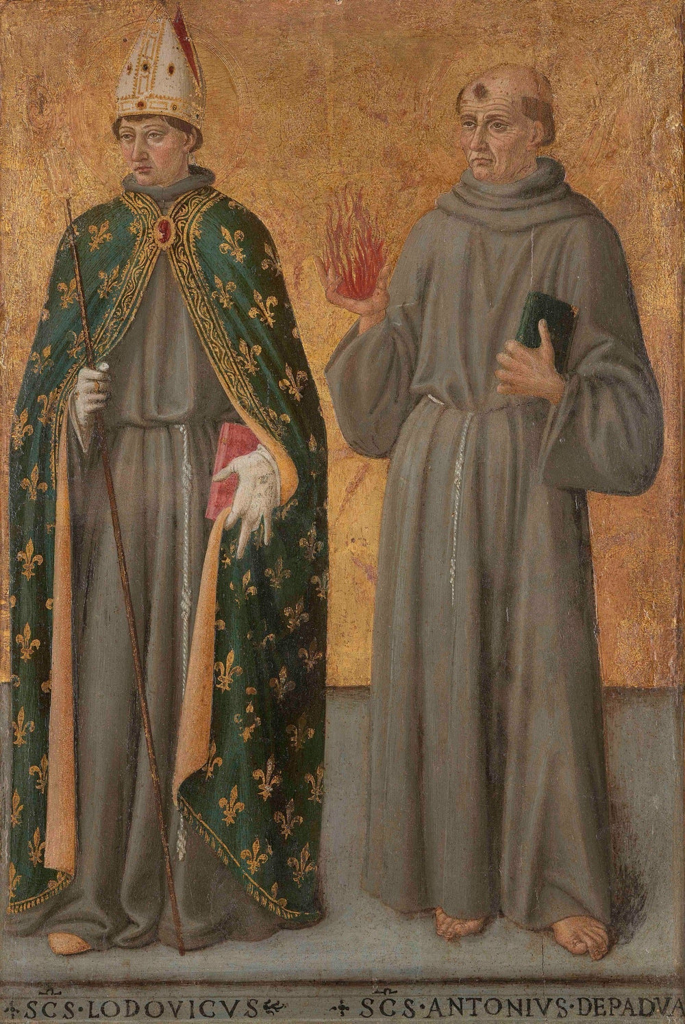 Saint Louis de Toulouse et Saint Antoine de Padoue - Cosimo Rosselli image 1 copie peinte à la main à l’huile
