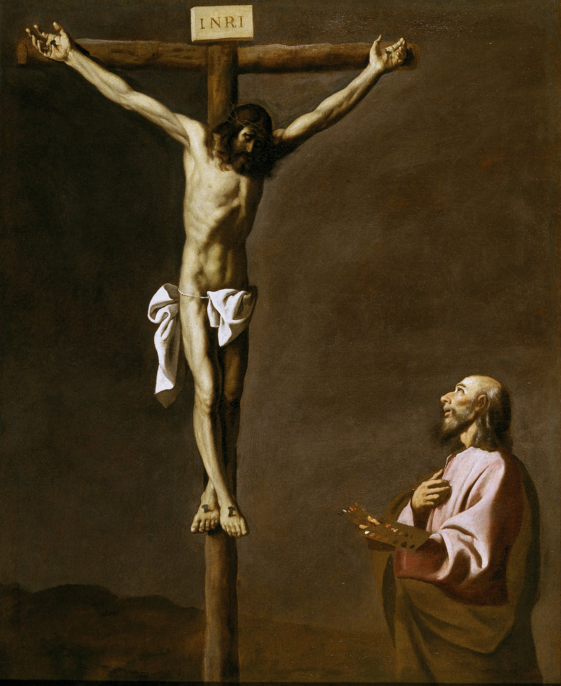 Saint Luc als Maler, vor dem Christus am Kreuz - Francisco de Zurbarán