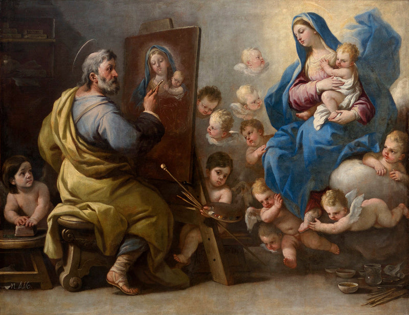 Saint Luc, der die Jungfrau malt - Luca Giordano