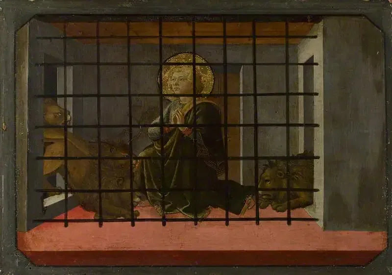 Saint Mamas im Gefängnis den Löwen ausgeliefert - Fra Filippo Lippi