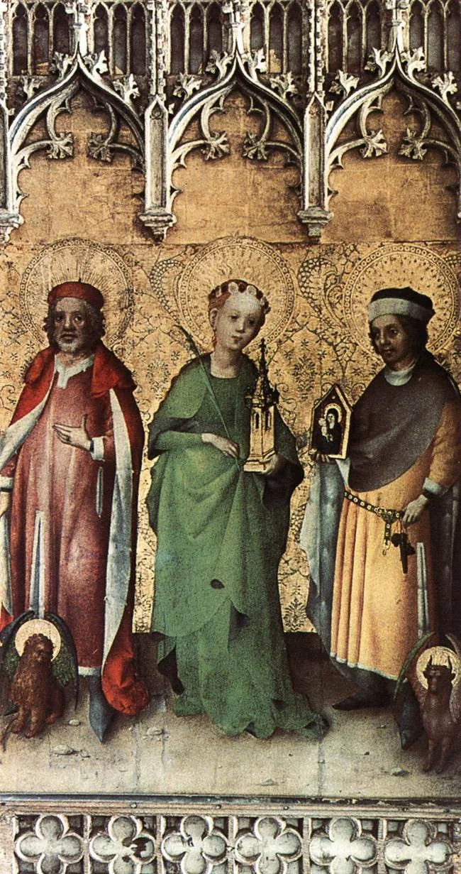 Saint Marc, Sainte Barbara und Saint Luc - Stefan Lochner