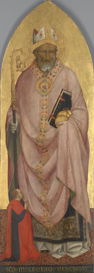 Sankt Nikolaus von Bari mit einem Spender - Agnolo Gaddi