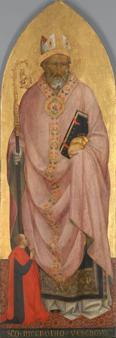 Sankt Nikolaus von Bari mit einem Spender - Agnolo Gaddi