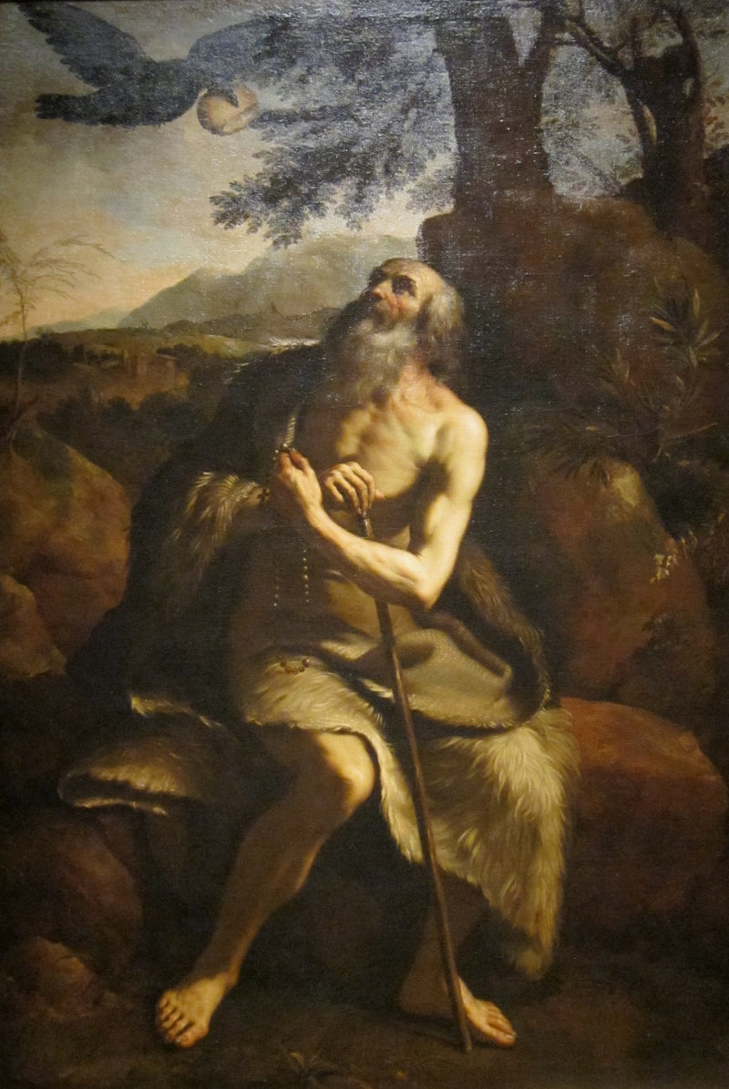 Der heilige Paulus der Einsiedler, ernährt vom Raben - Guercino