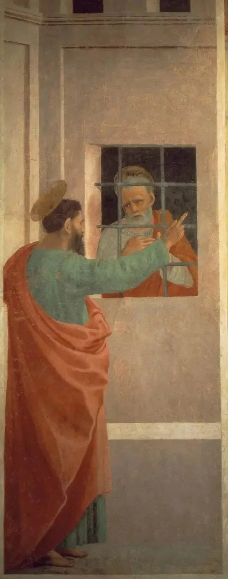 Der heilige Petrus im Gefängnis wird von dem heiligen Paulus besucht - Filippino Lippi
