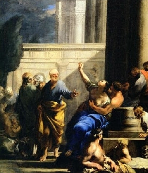 Saint Pierre exorcisant une femme possédée - Sébastien Bourdon image 1 reproduction d’œuvre d’art à l’huile