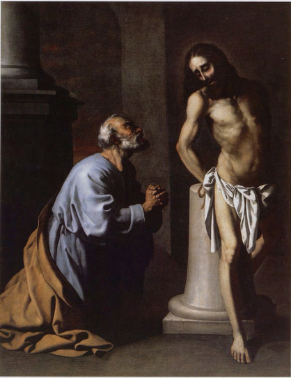 Sankt Peter Bußfertig vor Christus an der Säule - Francisco de Zurbarán