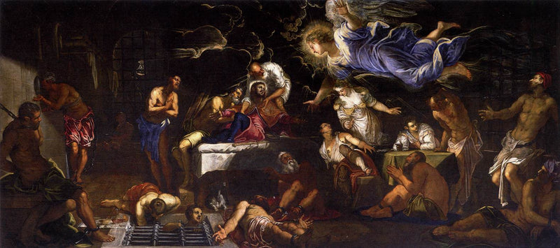 Heiliger Roch im Gefängnis besucht von einem Engel - Jacopo Tintoretto