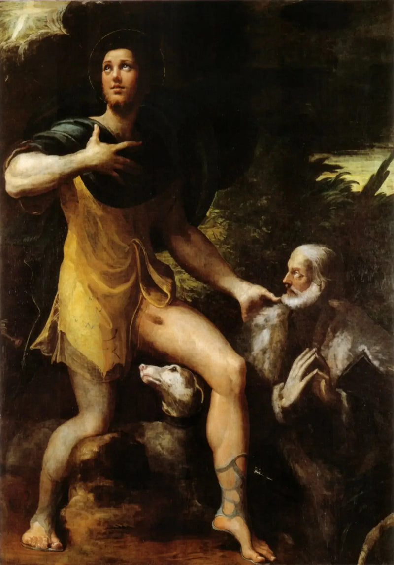 Sankt Roch und ein Spender - Parmigianino