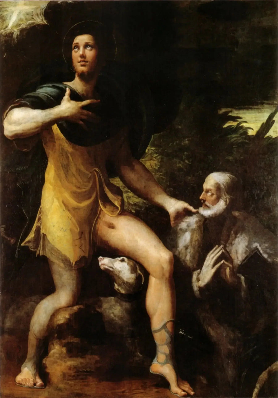 Sankt Roch und ein Spender - Parmigianino