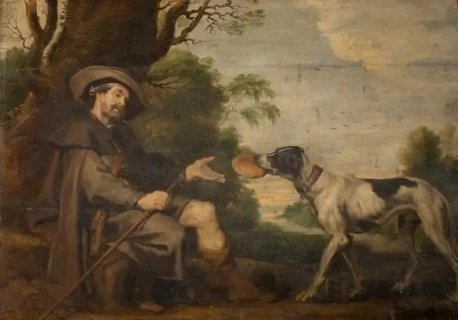 Heiliger Rochus, von einem Hund genährt (Altartafel von Heiliger Rochus) - Peter Paul Rubens