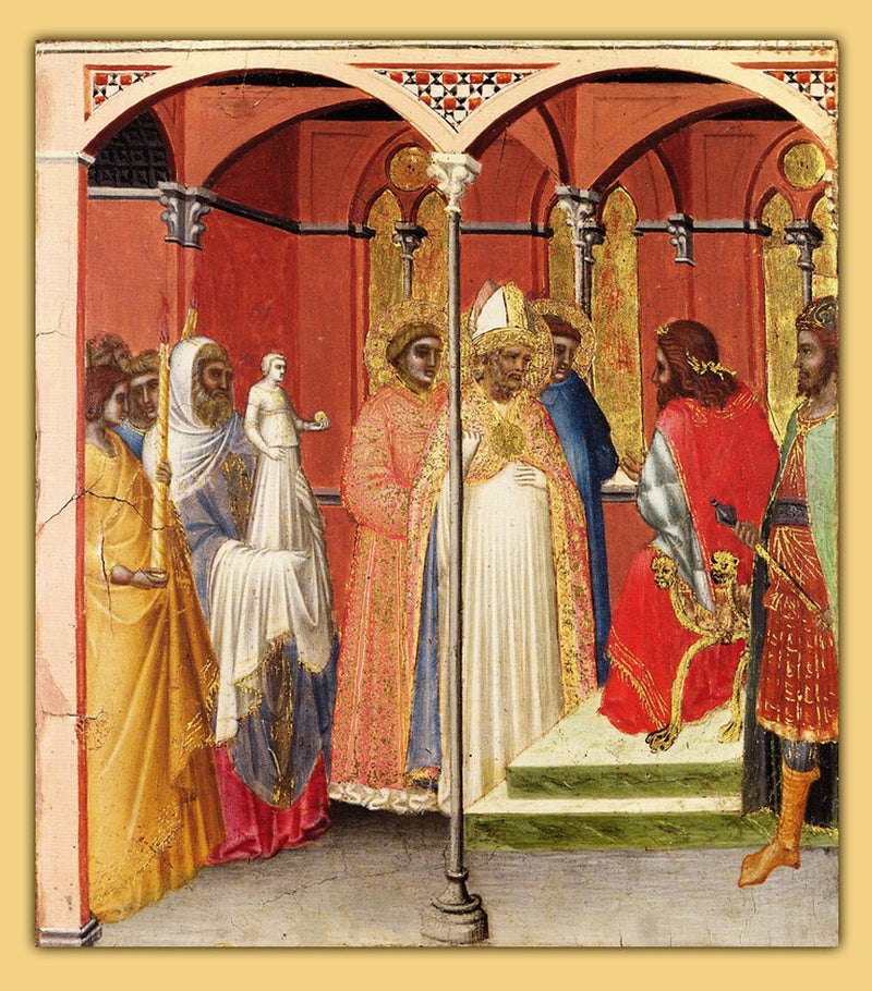 Sankt Sabin vor dem Gouverneur der Toskana (?) - Pietro Lorenzetti