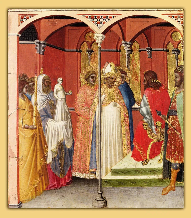 Sankt Sabin vor dem Gouverneur der Toskana (?) - Pietro Lorenzetti