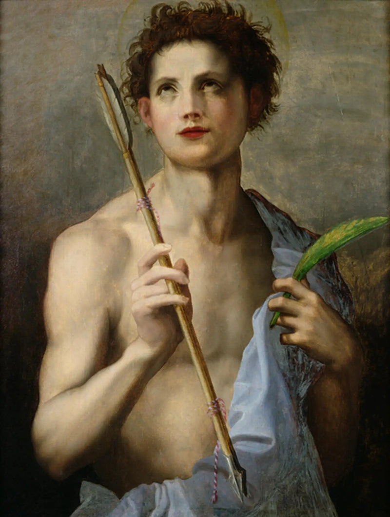 Saint-Sébastien Mieter mit zwei Pfeilen und Palmen des Martyriums - Andrea del Sarto