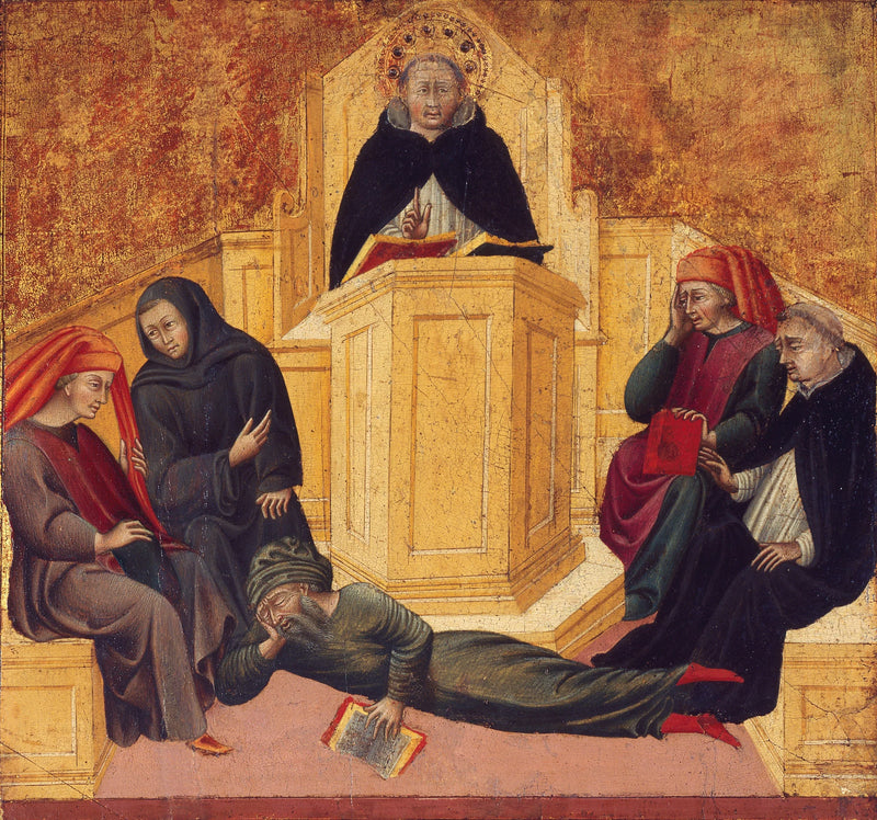 Thomas von Aquin, der Averroes verwirrt - Giovanni di Paolo