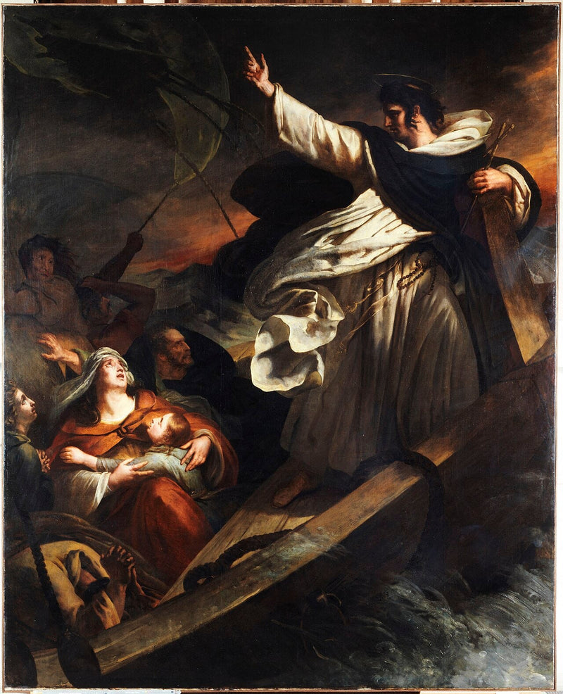 Der heilige Thomas von Aquin predigt das Vertrauen in Gott während des Sturms - Ary Scheffer