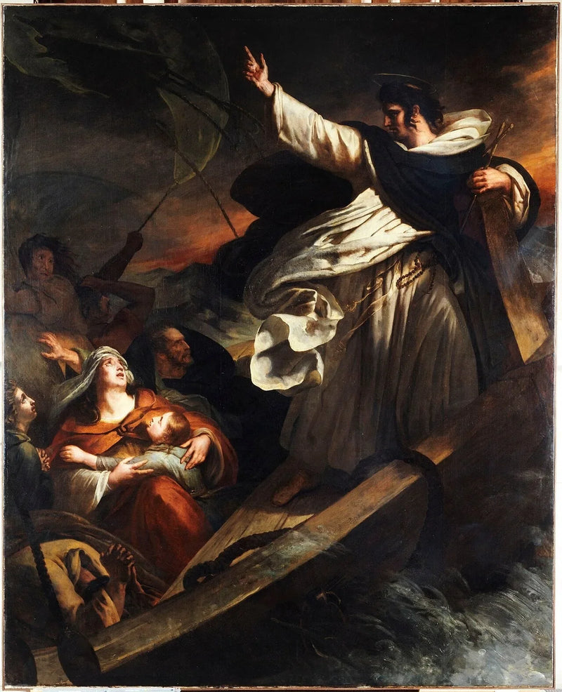 Der heilige Thomas von Aquin predigt das Vertrauen in Gott während des Sturms - Ary Scheffer