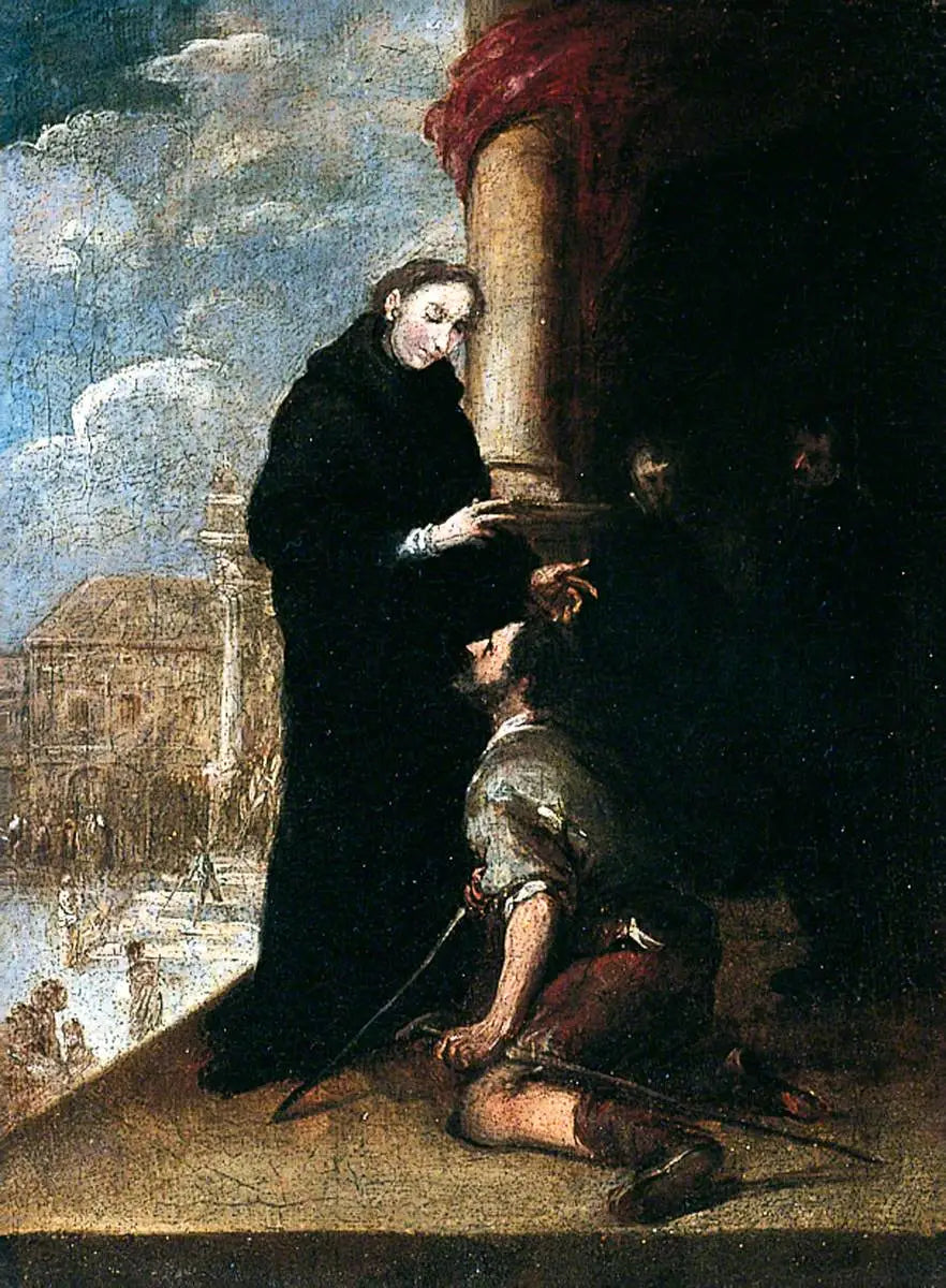 Saint Thomas de Villanueva heilt einen Lahmen - Bartolomé Esteban Murillo