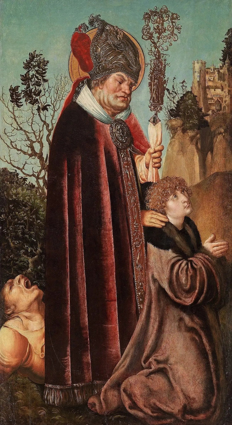 Valentinstag und ein Spender kniend - Lucas Cranach der Ältere